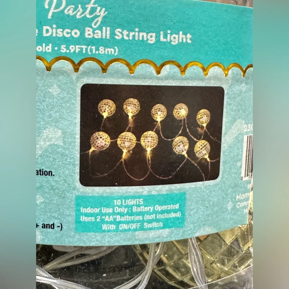 Christmas Lights Gold Light Up Disco Ball String Lights